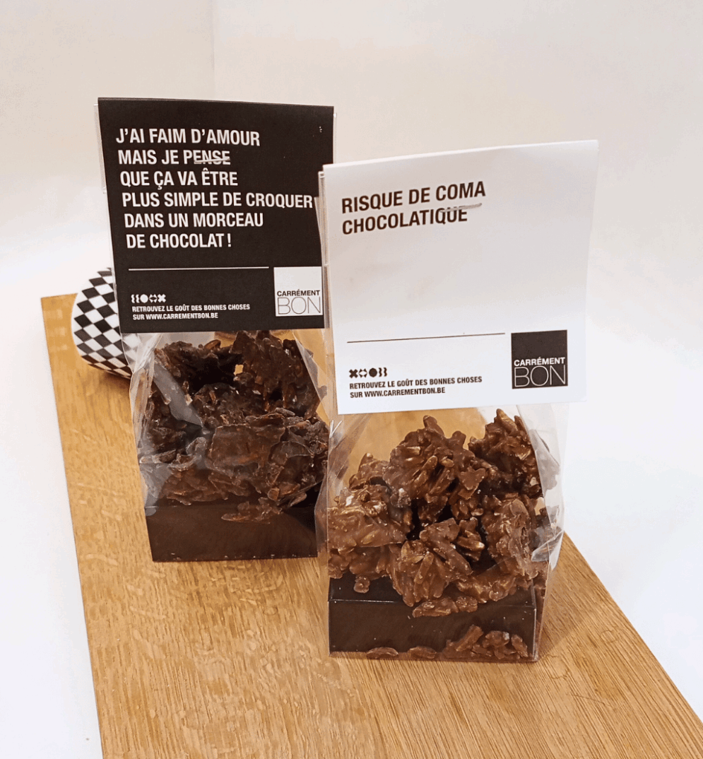 Rochers au chocolat croquants Carrément Bon, enrobés de chocolat fin et noix, douceur artisanale 100% maison à Namur